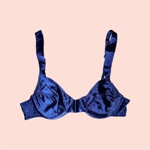 Navy Blue Satin Bra